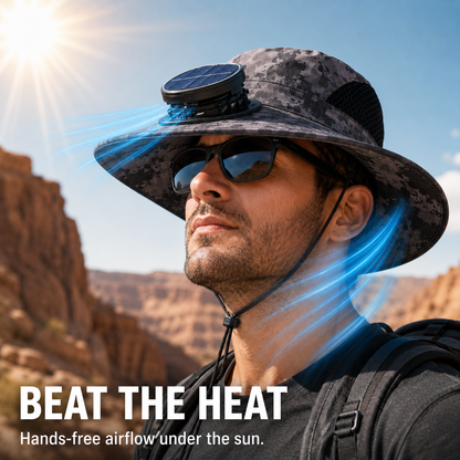 🌞 Solar-Powered Cooling Hat | Stay Cool Outdoors, No Batteries Needed