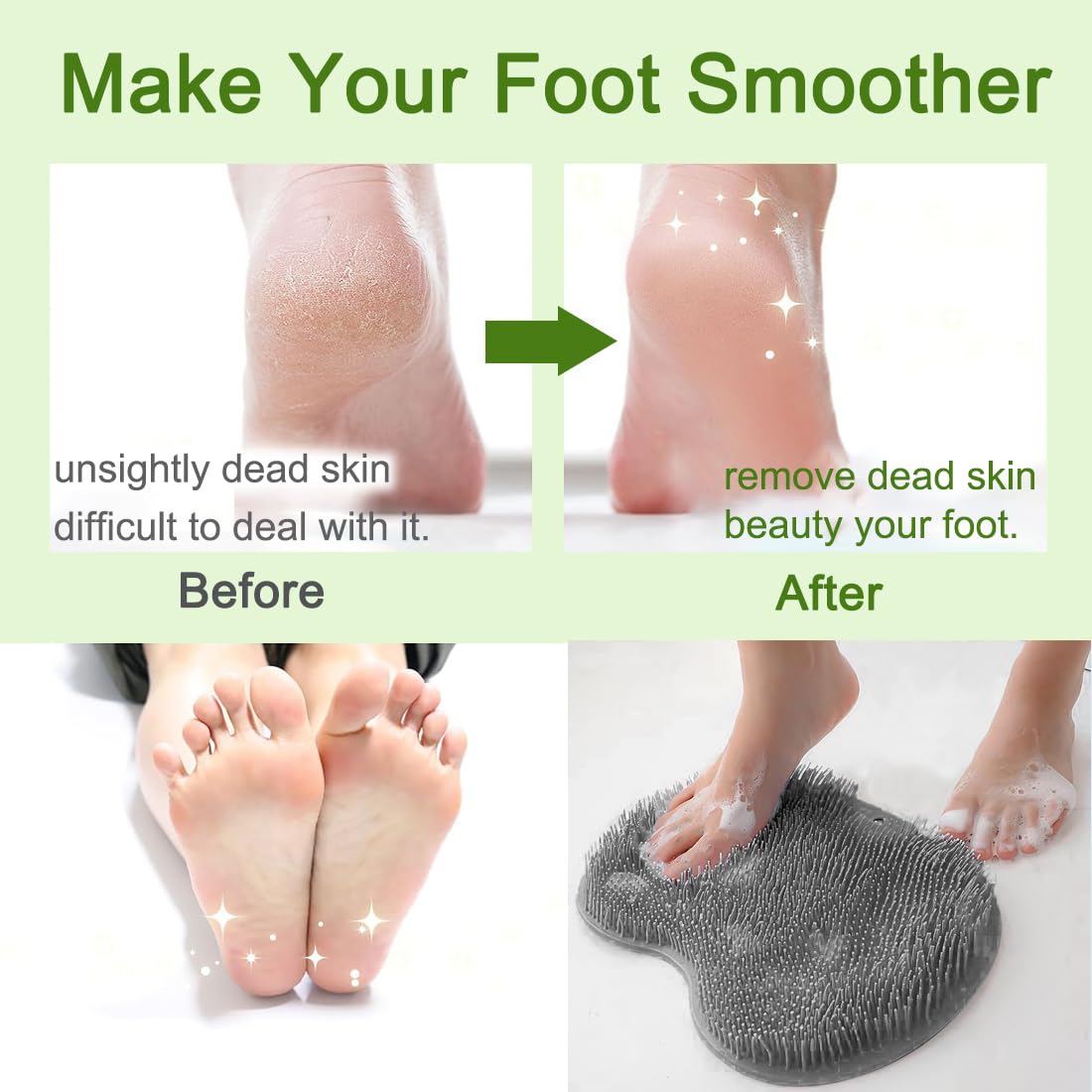 🔥Last Day 50% OFF🔥Hands-Free Silicone Foot Scrubber Mat for Shower | Clean & Massage Feet Easily