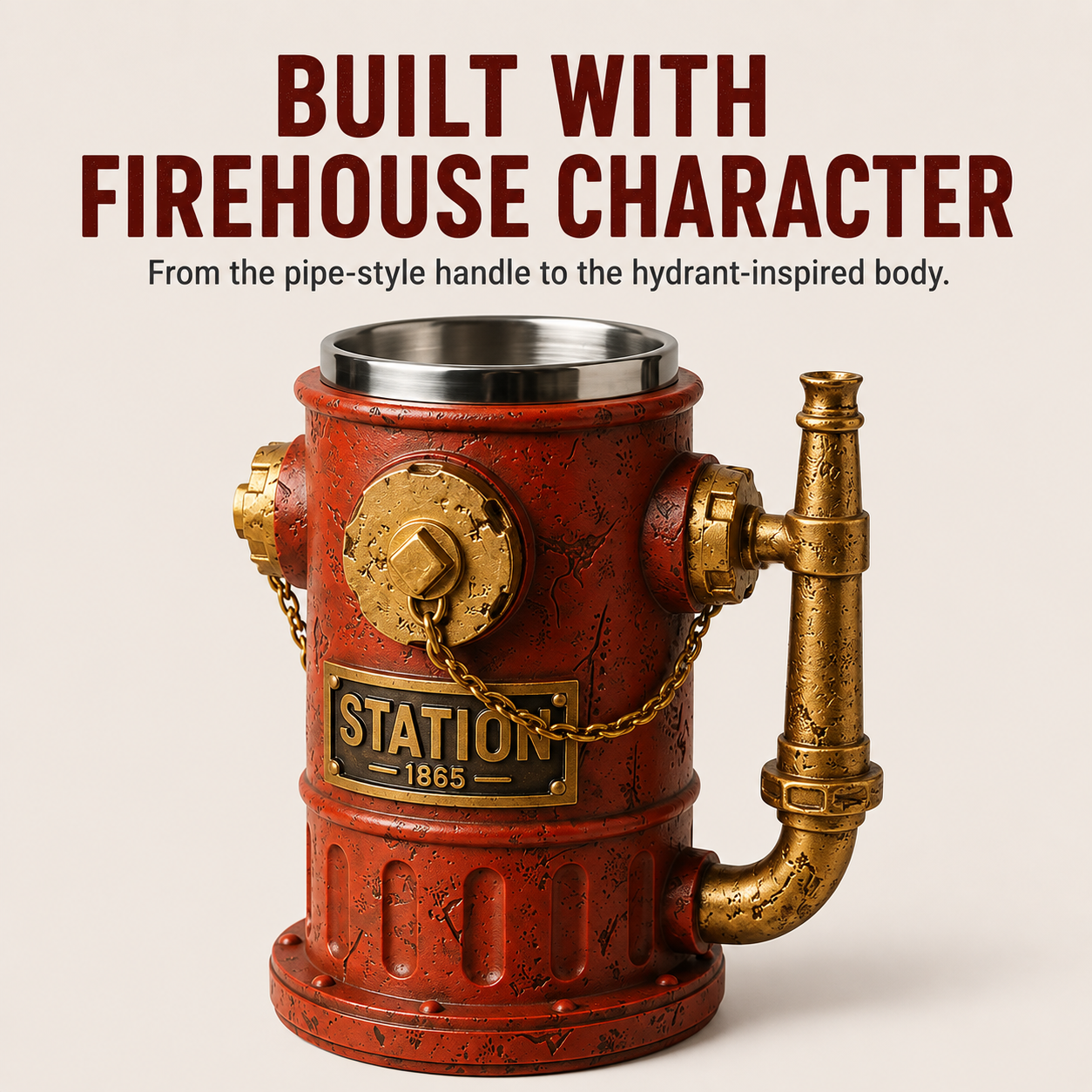 Vintage Fire Hydrant Mug – 12 oz Firefighter Gift with Stainless Steel Liner