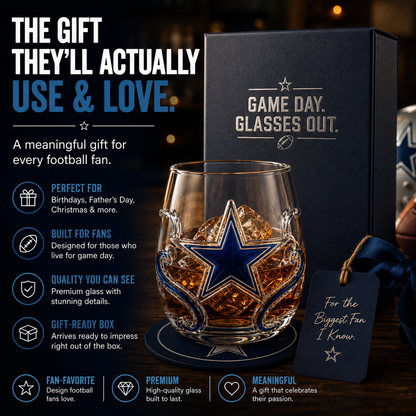 🏈 Game Day Football Fan Glass Gift Set – 4 Unique Stemless Glasses