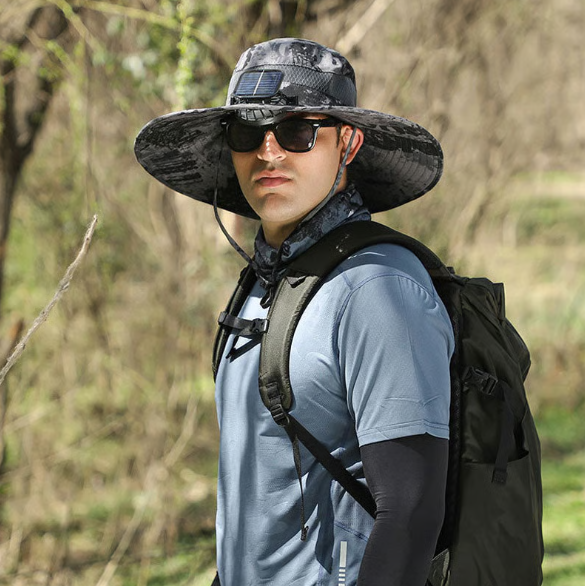 🔥Father's Day Sale 49% OFF - Wide Brim Solar Fan Outdoor Fishing Hat-Solar & USB Charging