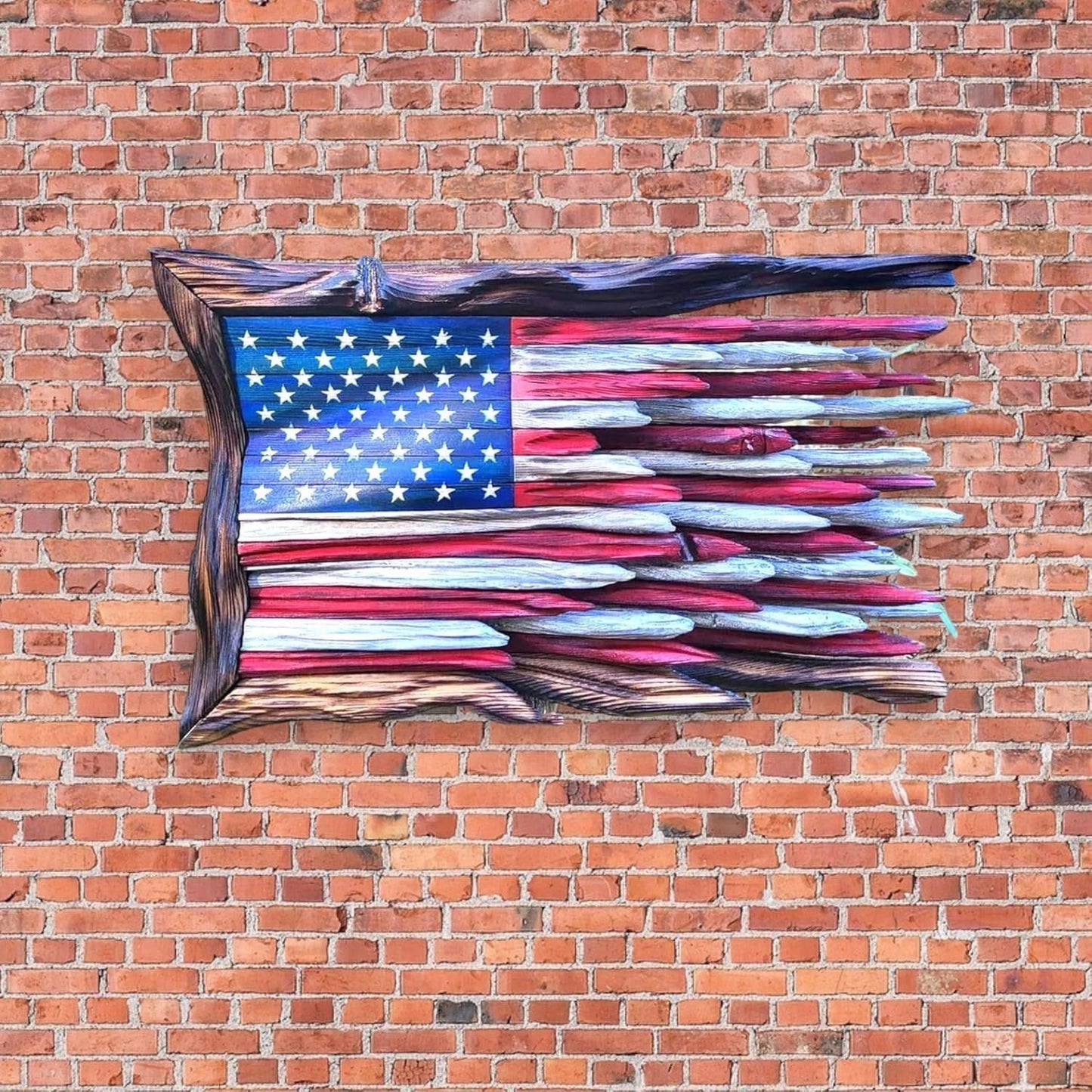 "The Battle Worn" Flag,3D Iron Patriotic Tattered Great of Honor Office Wall Art Decoration, Indoor Outdoor Yard Farmhouse Patio for Patriots Family Friends Soldiers.