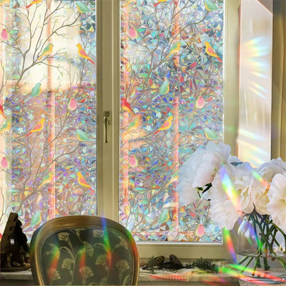🔥Hot Sale 49% OFF –Floral Stained Glass Window Film 🌈 UV Blocking • Soft Privacy • Rainbow Light Effect