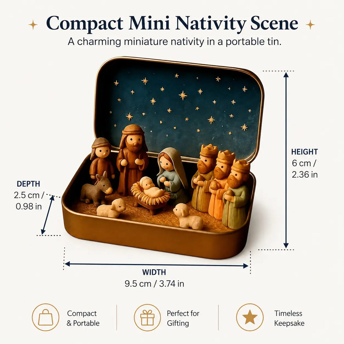 (🎁Last Day 49% OFF)🎄✝️Mini Christmas Nativity Set in a Tin Box