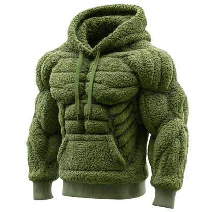 Line Art Flannel Warm Men's Hooded Sweatshirt