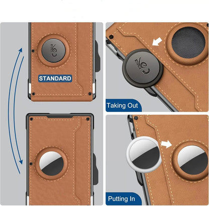 ✨Wallet for Men - with Pop Up Aluminum Case Money Clip Slim Leather Slots Credit Card Holder RFID Blocking Bifold Minimalist Wallet