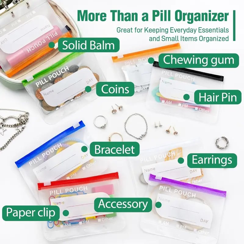 💊A8 Waterproof Pill Pouch Set – 7 Days of Meds & Vitamins💧Waterproof & Crush-Resistant Shell
