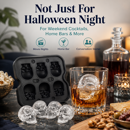 💀 3D Skull Silicone Ice Cube Mold