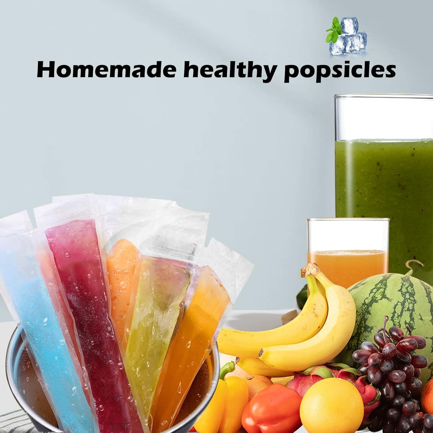 200 PCS DIY Disposable Ice Pop Bags - Create Your Own Healthy Popsicles!