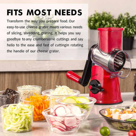 🥕🥕3 in 1 Rotary Cheese Grater Vegetable Slicer
