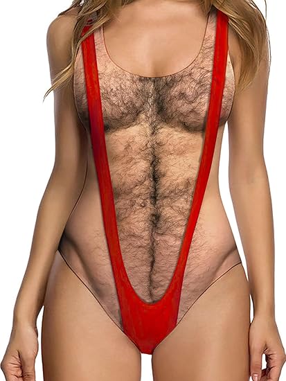 🔥Last Day 50% OFF ✨Funny Hairy Chest One Piece Swimsuit