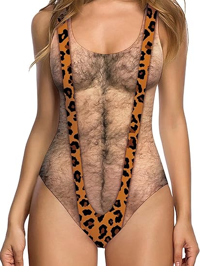 🔥Last Day 50% OFF ✨Funny Hairy Chest One Piece Swimsuit