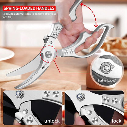 🔥Hot Sale🔥🔪Professional Heavy-Duty Kitchen Shears with Slip Handle & Safety Lock