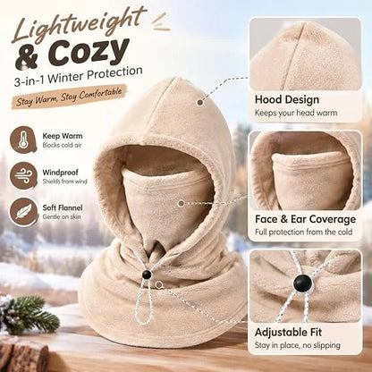 🎁3-in-1 Winter Fleece Balaclava Hood With Adjustable Drawstring