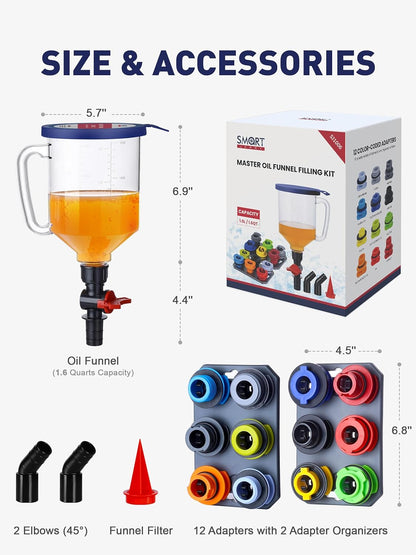 🔥 50% OFF 21-Piece No-Spill Engine Oil Funnel Kit with 12 Adapters & Magnetic Storage