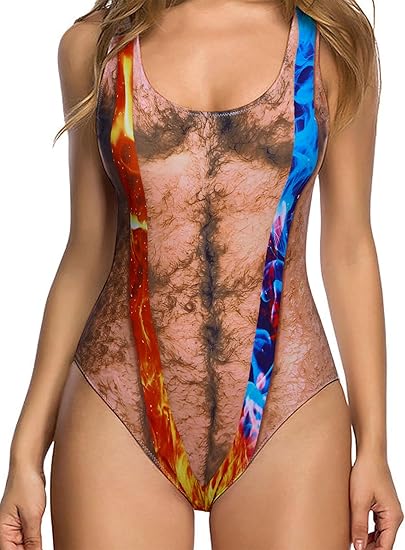 🔥Last Day 50% OFF ✨Funny Hairy Chest One Piece Swimsuit