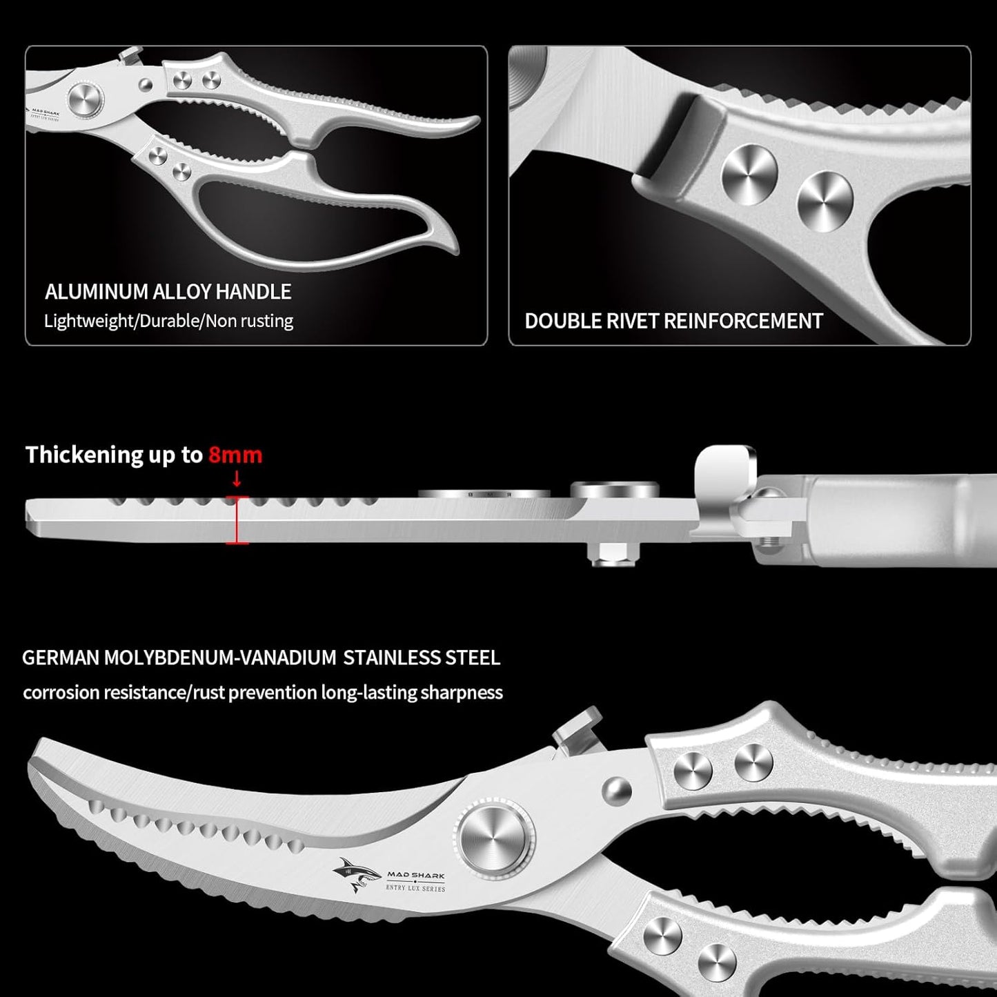 🔥Hot Sale🔥🔪Professional Heavy-Duty Kitchen Shears with Slip Handle & Safety Lock