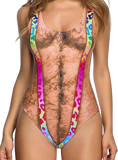 🔥Last Day 50% OFF ✨Funny Hairy Chest One Piece Swimsuit