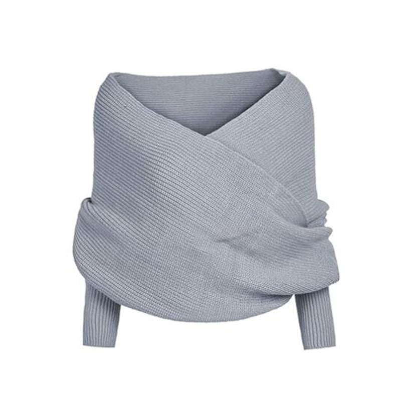 Womens Scarf with Sleeves Knit Wrap Sweater Cozy Crochet Cropped Shawl