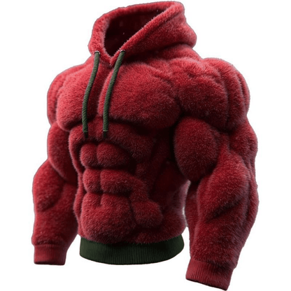 Line Art Flannel Warm Men's Hooded Sweatshirt