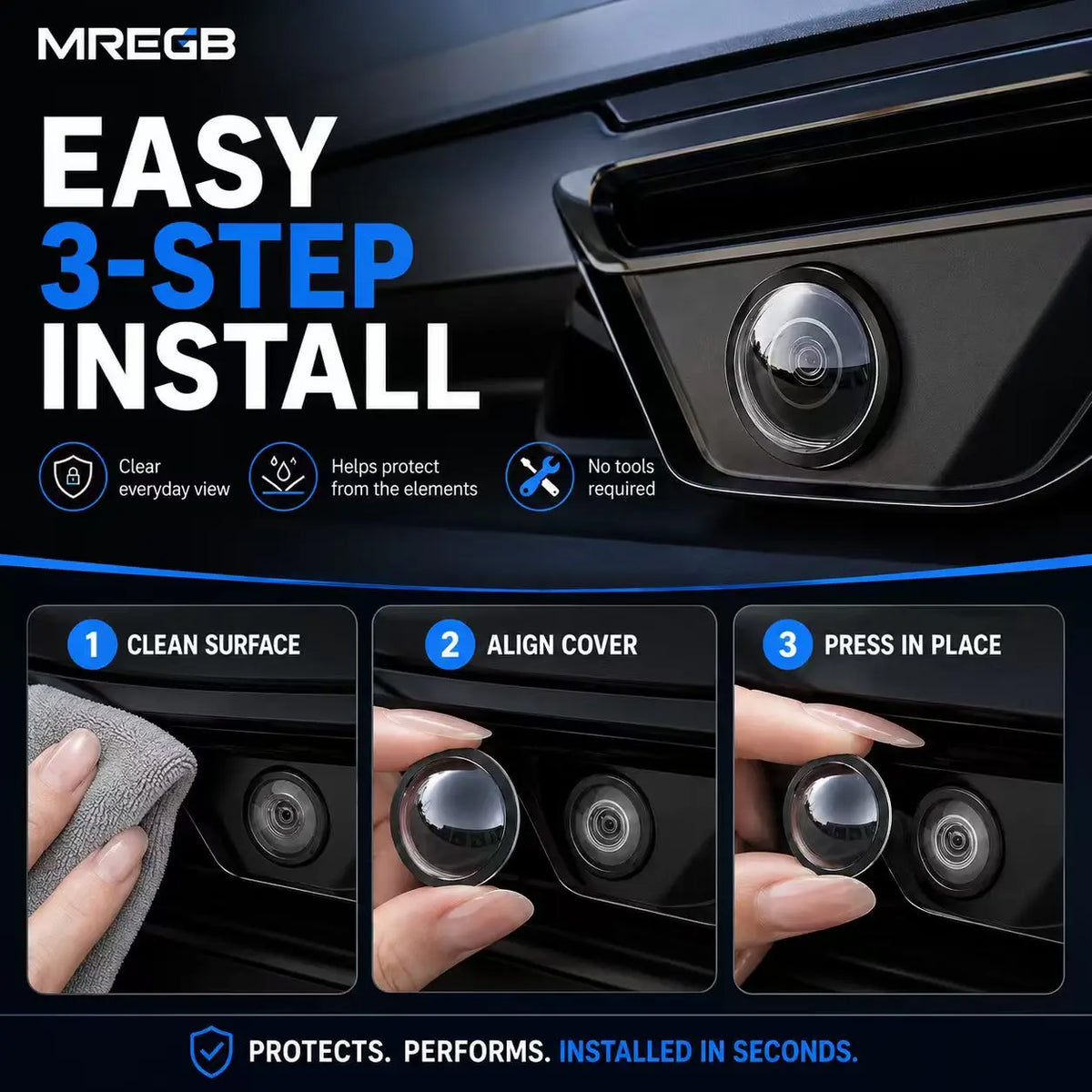 ✨ Buy 1 Get 1 Free! Universal 360° Panoramic Rearview Mirror Car Camera Lens Cover, Durable, Weatherproof, Scratch-resistant, and Impact-resistant Protective Cover