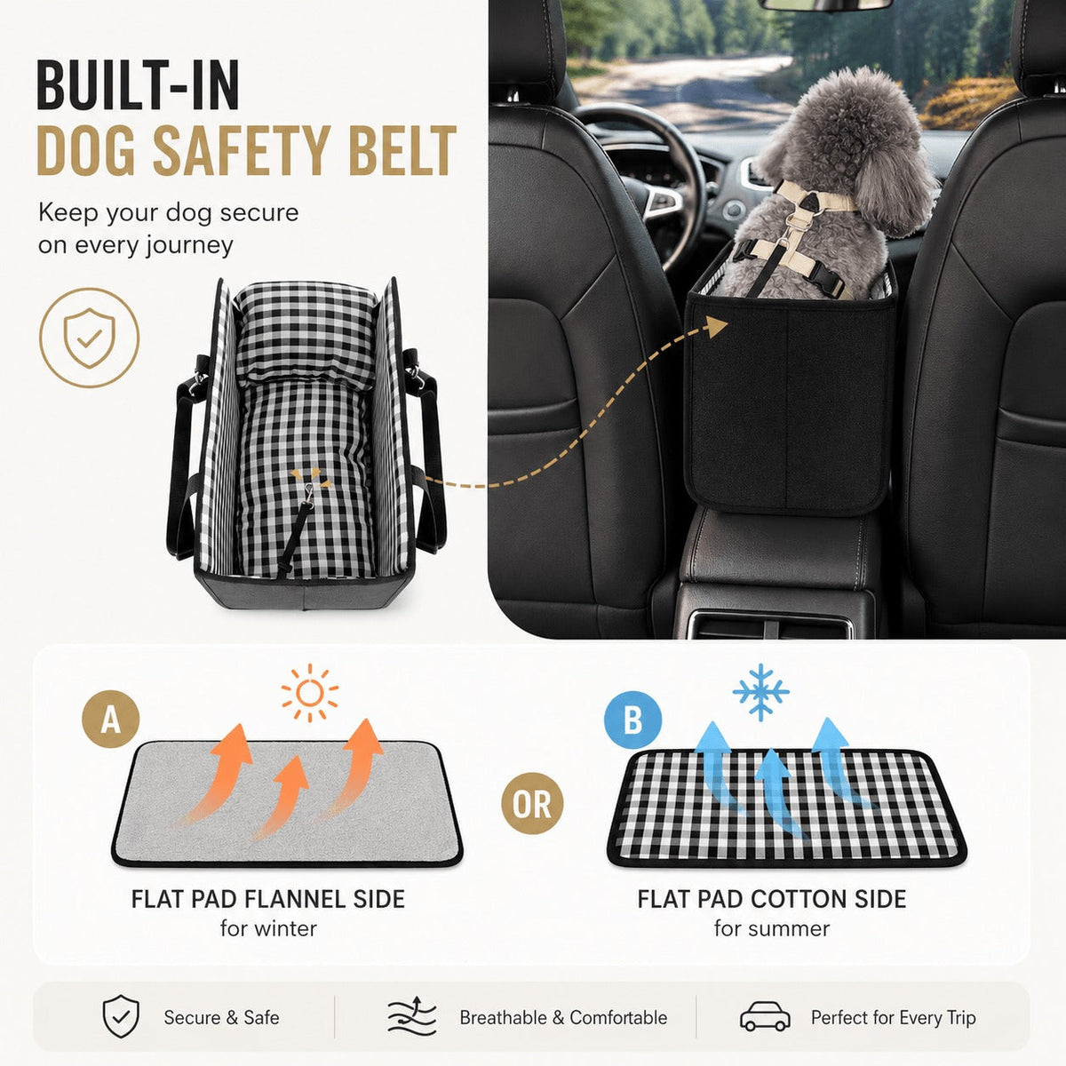 🐾 50% OFF Center Console Pet Booster Seat – Cozy Travel Seat for Small Dogs & Cats 🚗