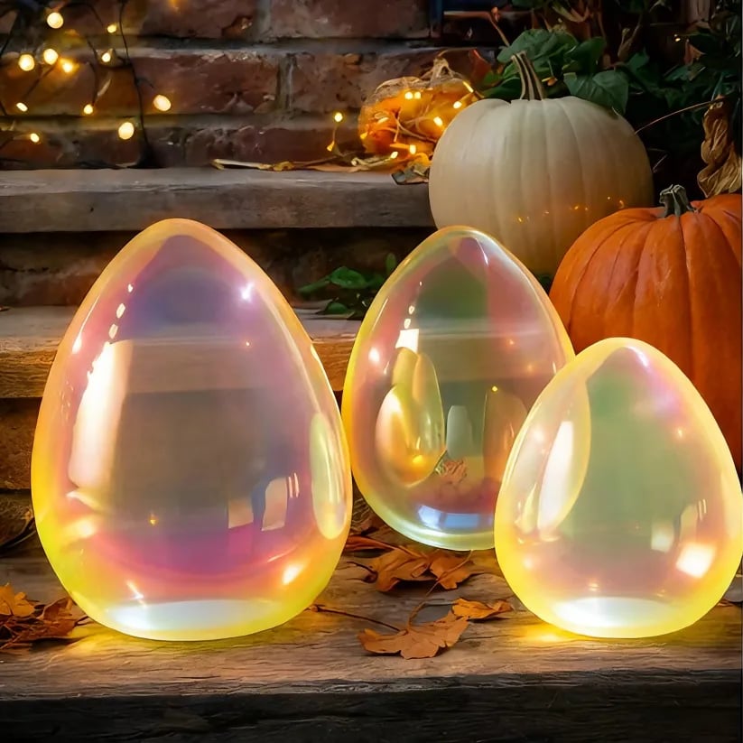 🎁Easter Decor - Glowing Pearlescent Glass Egg Trio