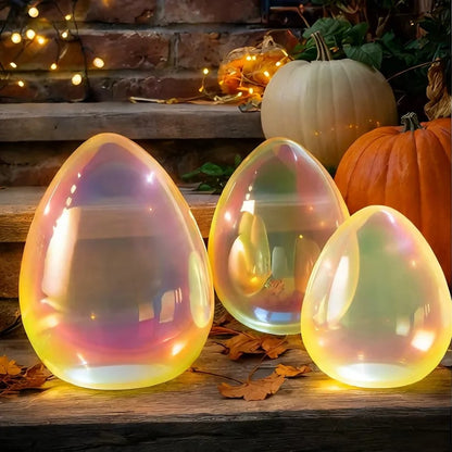 🎁Easter Decor - Glowing Pearlescent Glass Egg Trio