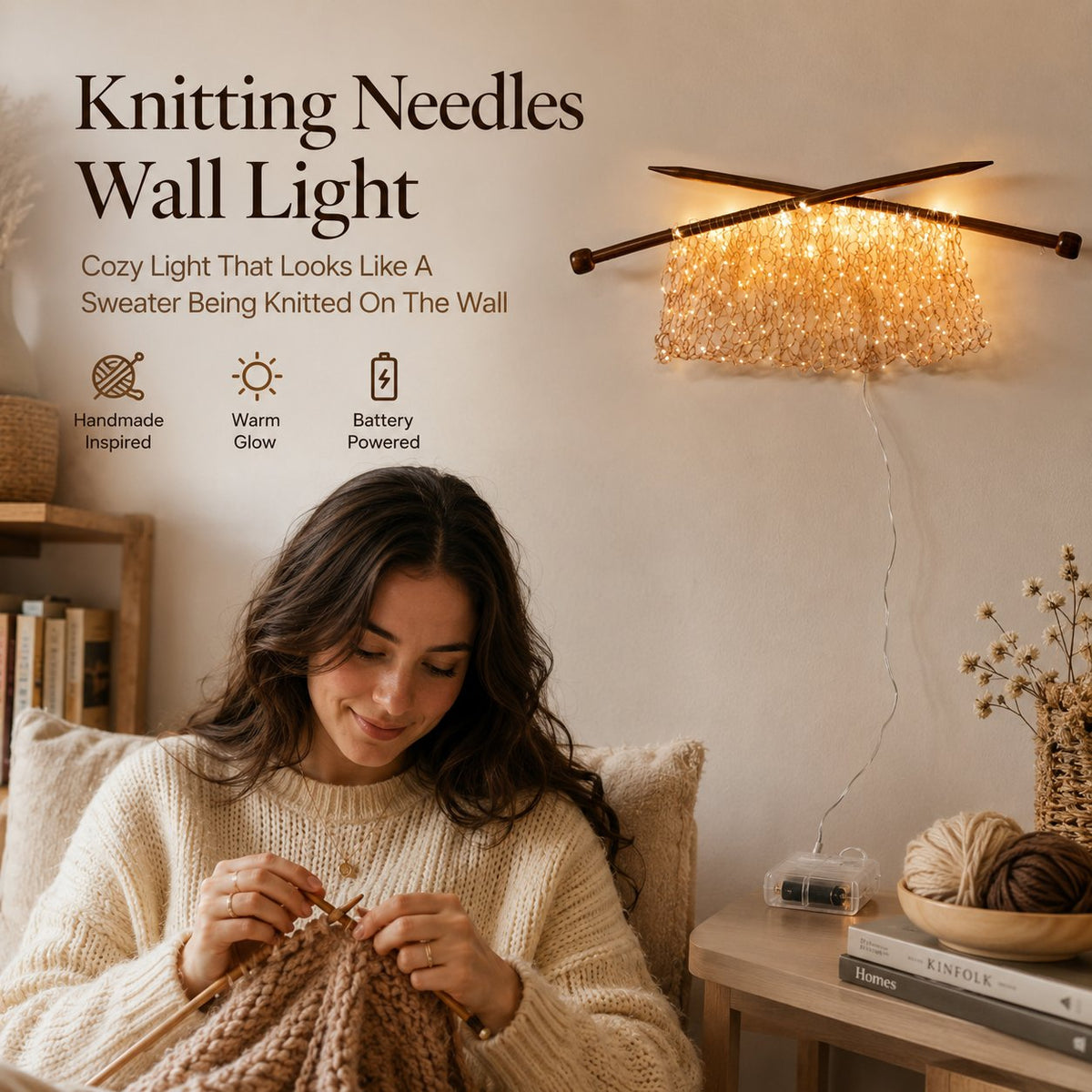 Knitting Needles Wall Light