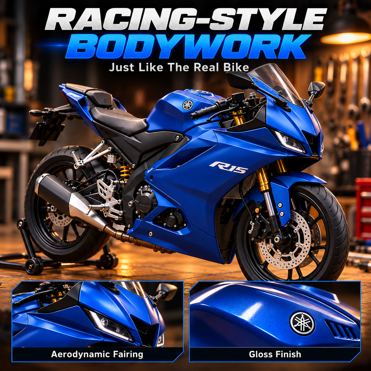 🏁 Build Your Racing Dream – Blue Sportbike DIY Assembly Model