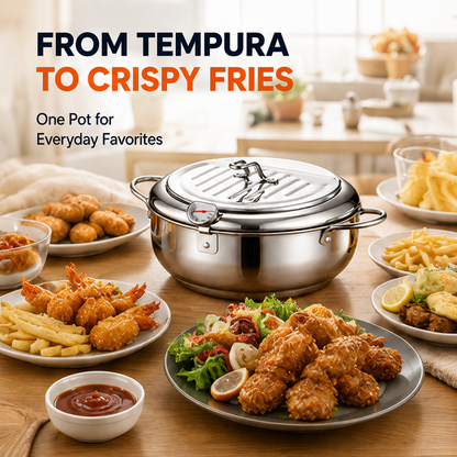 304 Stainless Steel Stovetop Deep Fryer Pot – With Thermometer