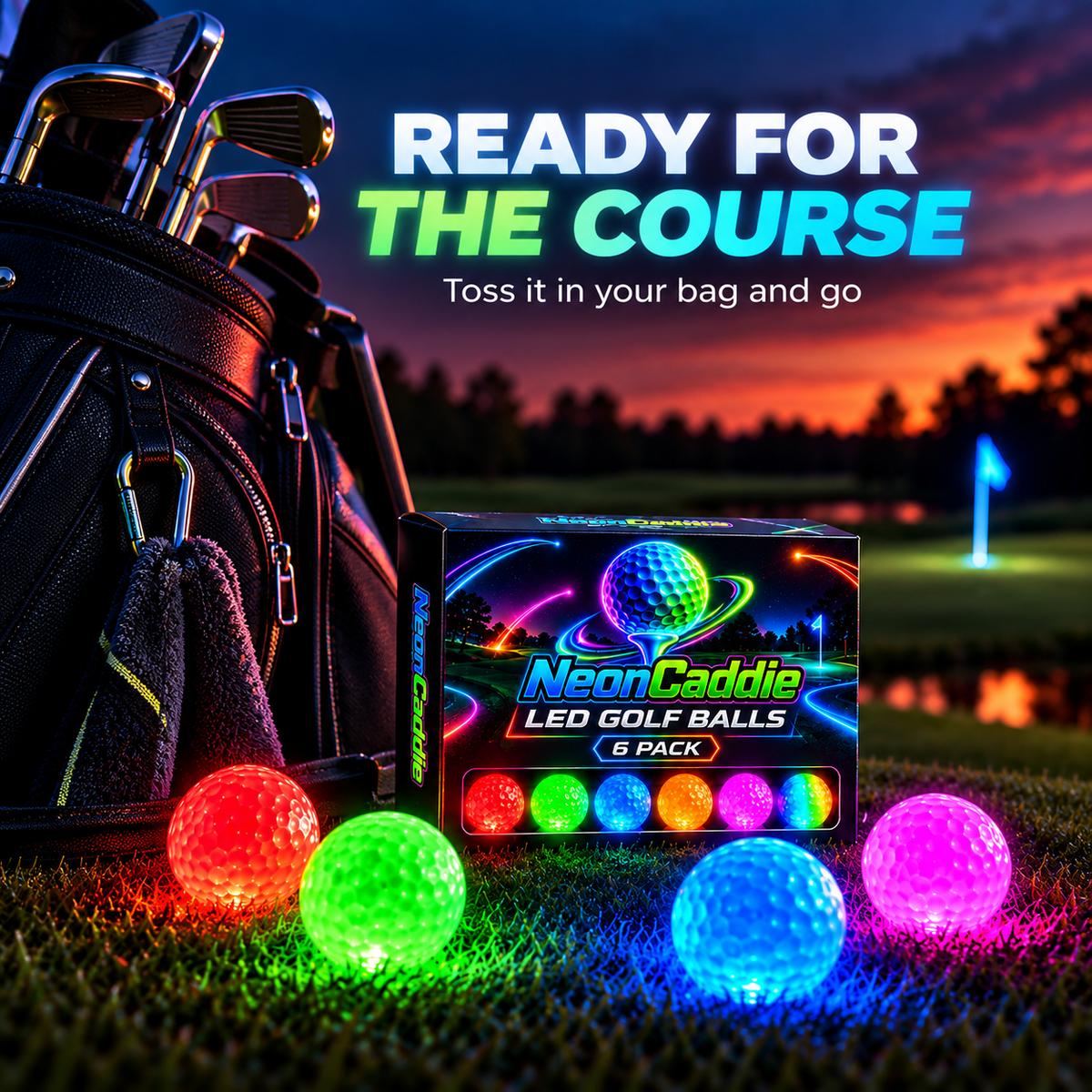 Light up every round, Ahlet-LED Golf Balls – 6-Pack