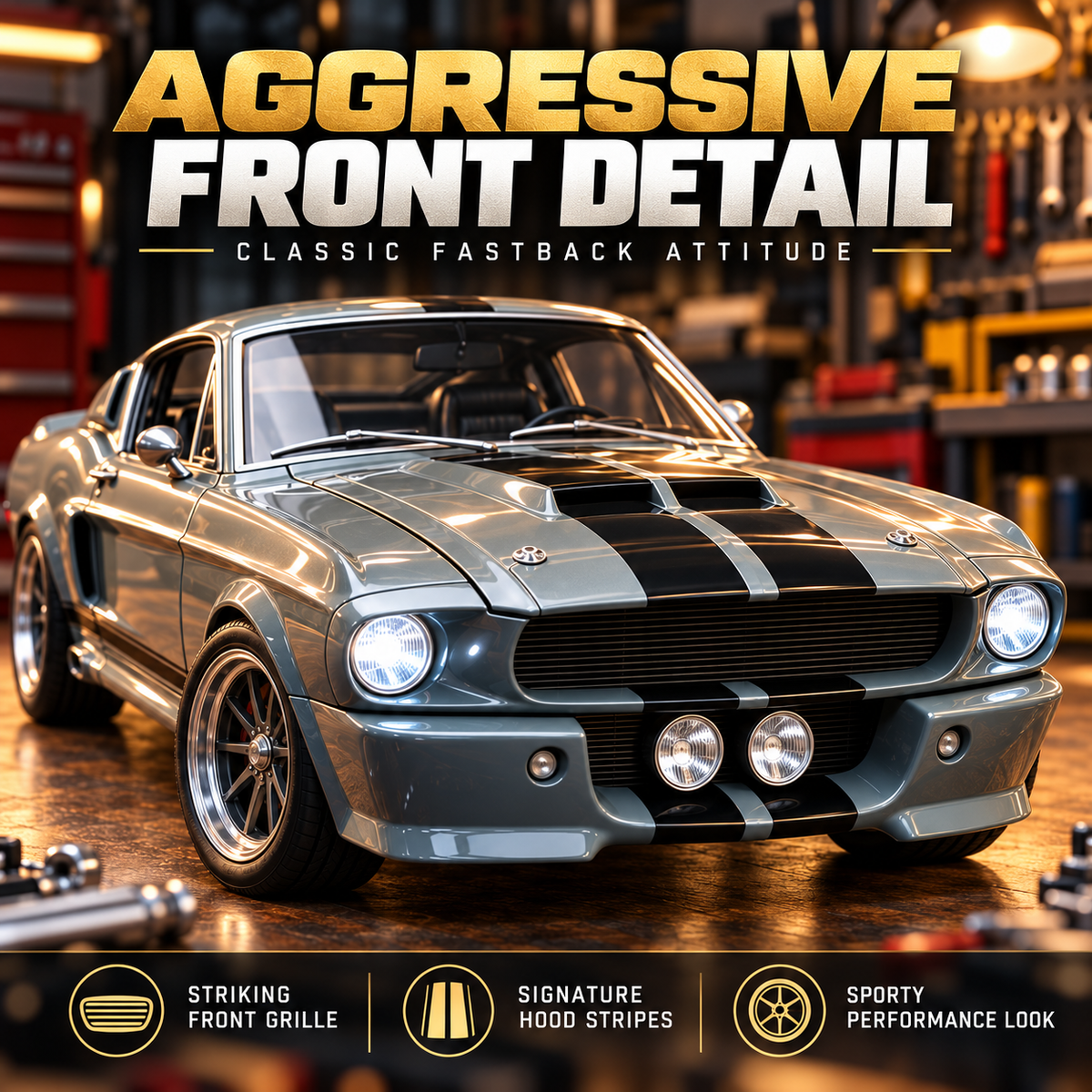 🏎️ 1967-Inspired GT500 Fastback DIY Model Car Kit – Build & Display