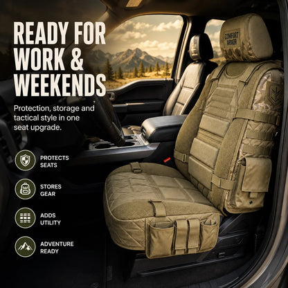 🚙Rugged MOLLE Truck Seat Cover – Tactical Storage, Seat Protection & All‑Day Comfort