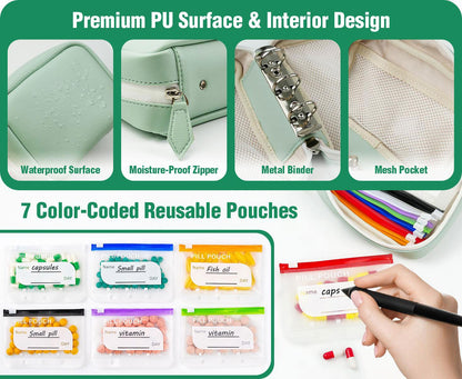 💊A8 Waterproof Pill Pouch Set – 7 Days of Meds & Vitamins💧Waterproof & Crush-Resistant Shell