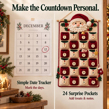 ⏳ Last Day 49% OFF – 🧶 DIY Crochet Advent Calendar Kit | 24 Refillable Pockets, 4 Christmas Characters & Complete Crochet Materials 🎄