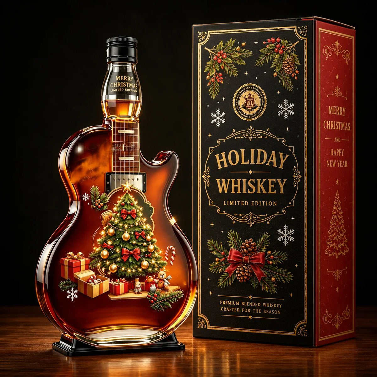 📦🎅🏼57th Anniversary Christmas Guitar Whiskey Decanter – Limited Edition Rock & Roll Collectible Gift