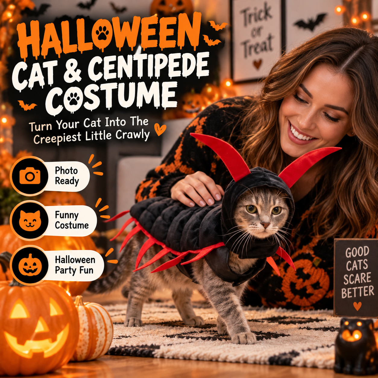Halloween Cat And Centipede Costume