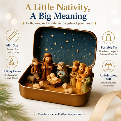 (🎁Last Day 49% OFF)🎄✝️Mini Christmas Nativity Set in a Tin Box