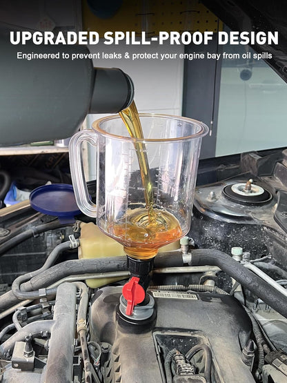 🔥 50% OFF 21-Piece No-Spill Engine Oil Funnel Kit with 12 Adapters & Magnetic Storage