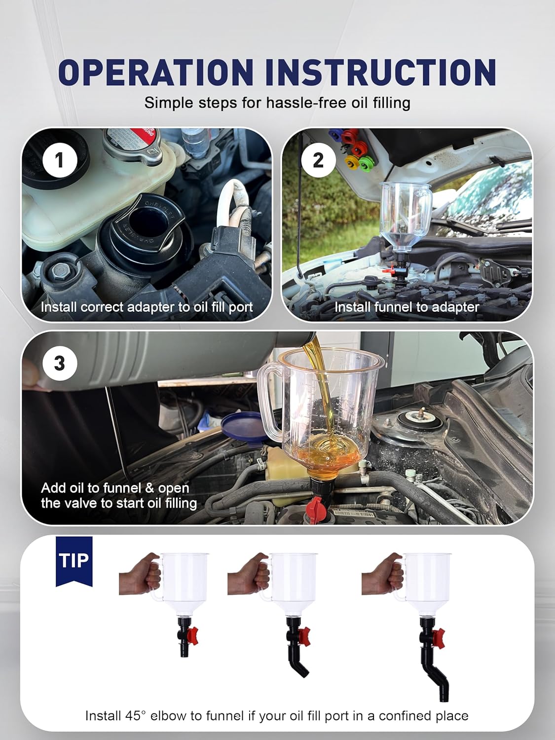 🔥 50% OFF 21-Piece No-Spill Engine Oil Funnel Kit with 12 Adapters & Magnetic Storage