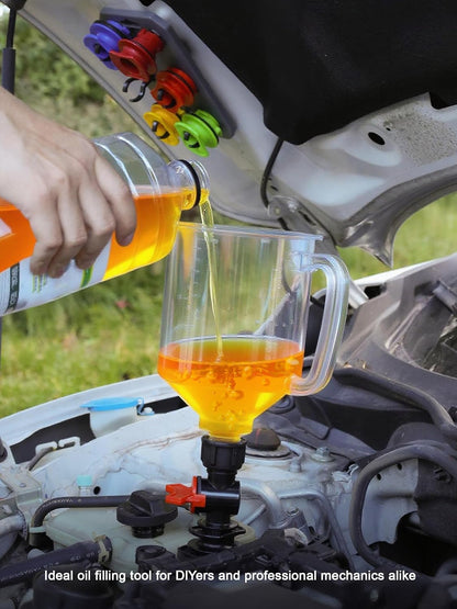 🔥 50% OFF 21-Piece No-Spill Engine Oil Funnel Kit with 12 Adapters & Magnetic Storage