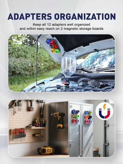 🔥 50% OFF 21-Piece No-Spill Engine Oil Funnel Kit with 12 Adapters & Magnetic Storage