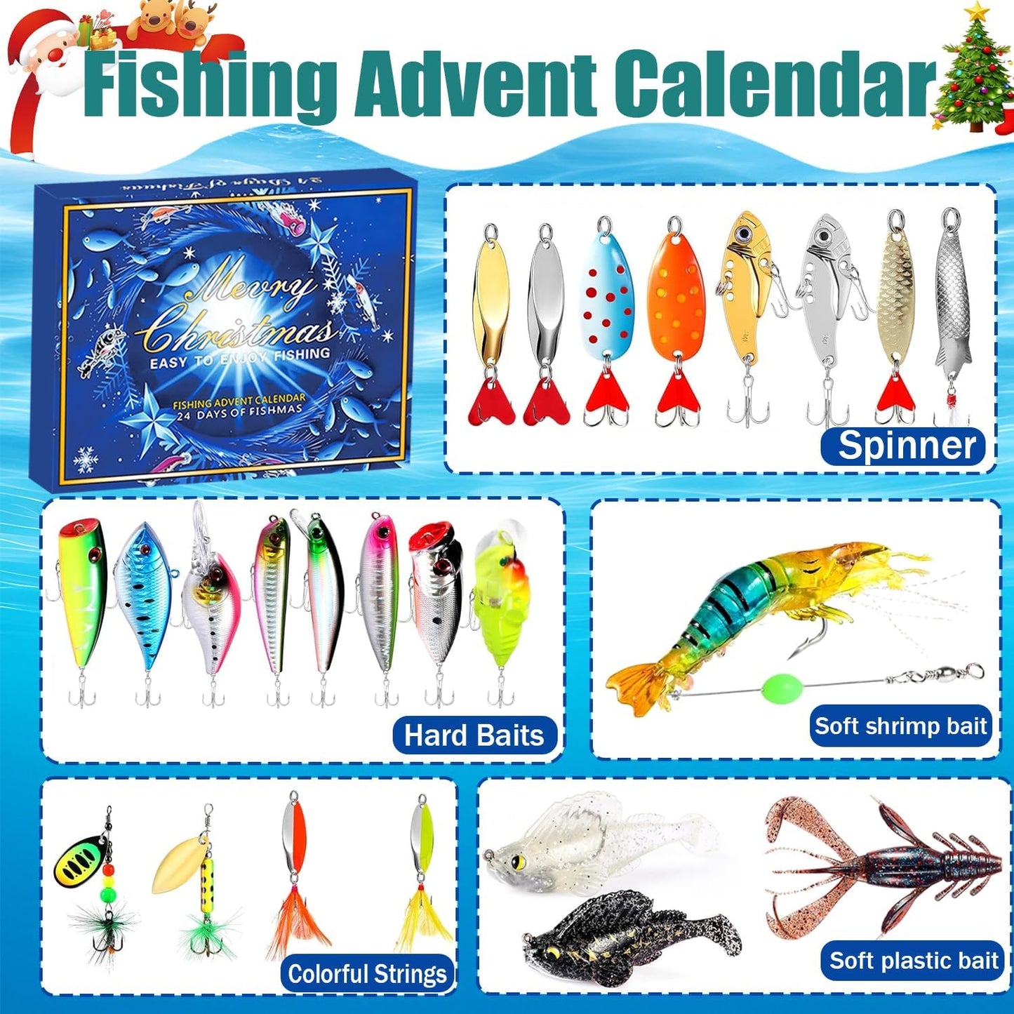 🔥 Limited-Time 50% OFF✨Christmas Advent Calendar 2026 Fishing Lures Set