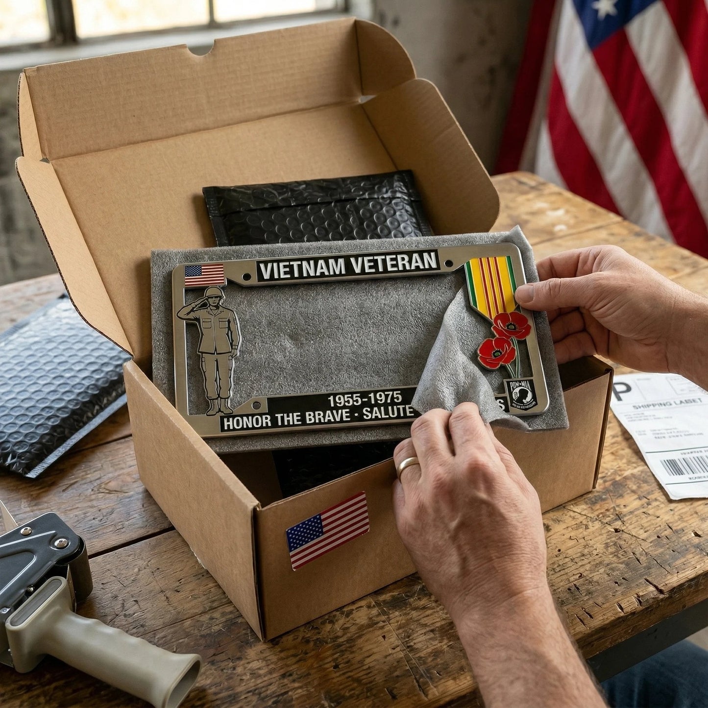 🎖️❤️Vietnam Veteran Tribute License Plate Frame