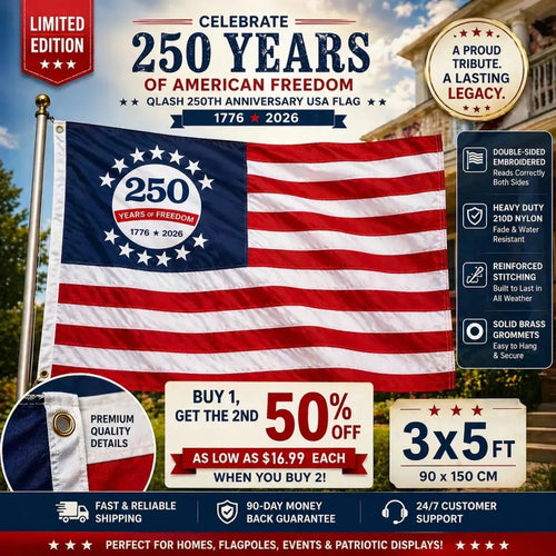 49% OFF🔥250th Anniversary USA Commemorative Flag (3x5 Ft),Double-Sided Embroidered