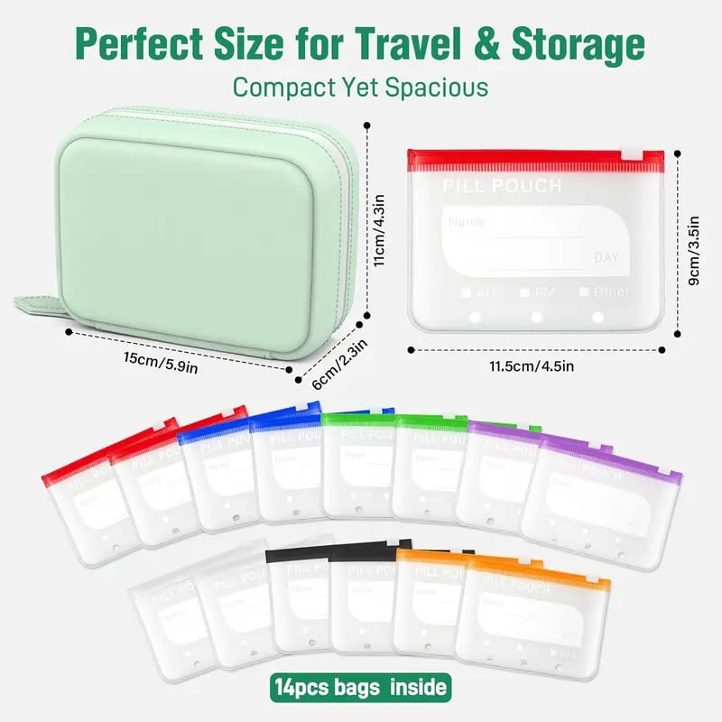 💊A8 Waterproof Pill Pouch Set – 7 Days of Meds & Vitamins💧Waterproof & Crush-Resistant Shell