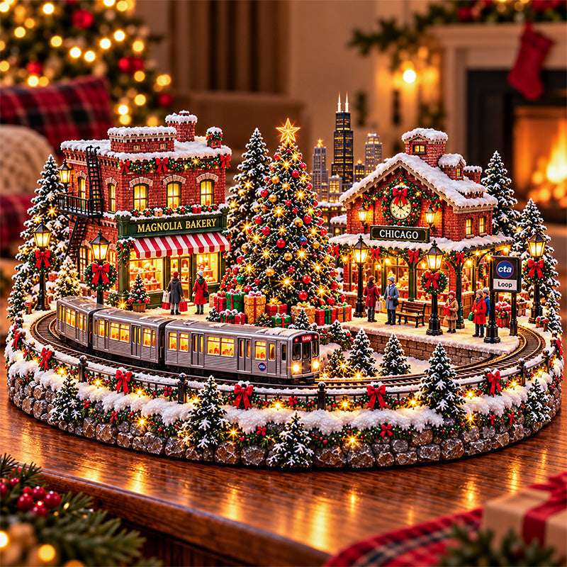 🔥 LAST DAY 50% OFF 🚋🎄 Christmas City Railway  – Lighted San Francisco Cable Car & Chicago Train Holiday Scenes