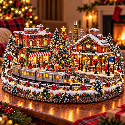 🔥 LAST DAY 50% OFF 🚋🎄 Christmas City Railway  – Lighted San Francisco Cable Car & Chicago Train Holiday Scenes