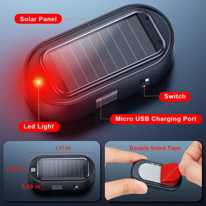 Solar Powered Fake Car Alarm Light, Auto Light Sensor LED Simulated Security Warning Flashing Light, No Wiring DIY Car Anti-Theft Dummy Alarm Lamp